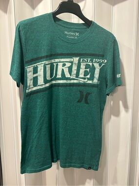 Hurley Men's Heather Green Graphic Logo T-Shirt Size Medium